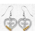 Birthstone Heart & Cross Earrings (November/Topaz)